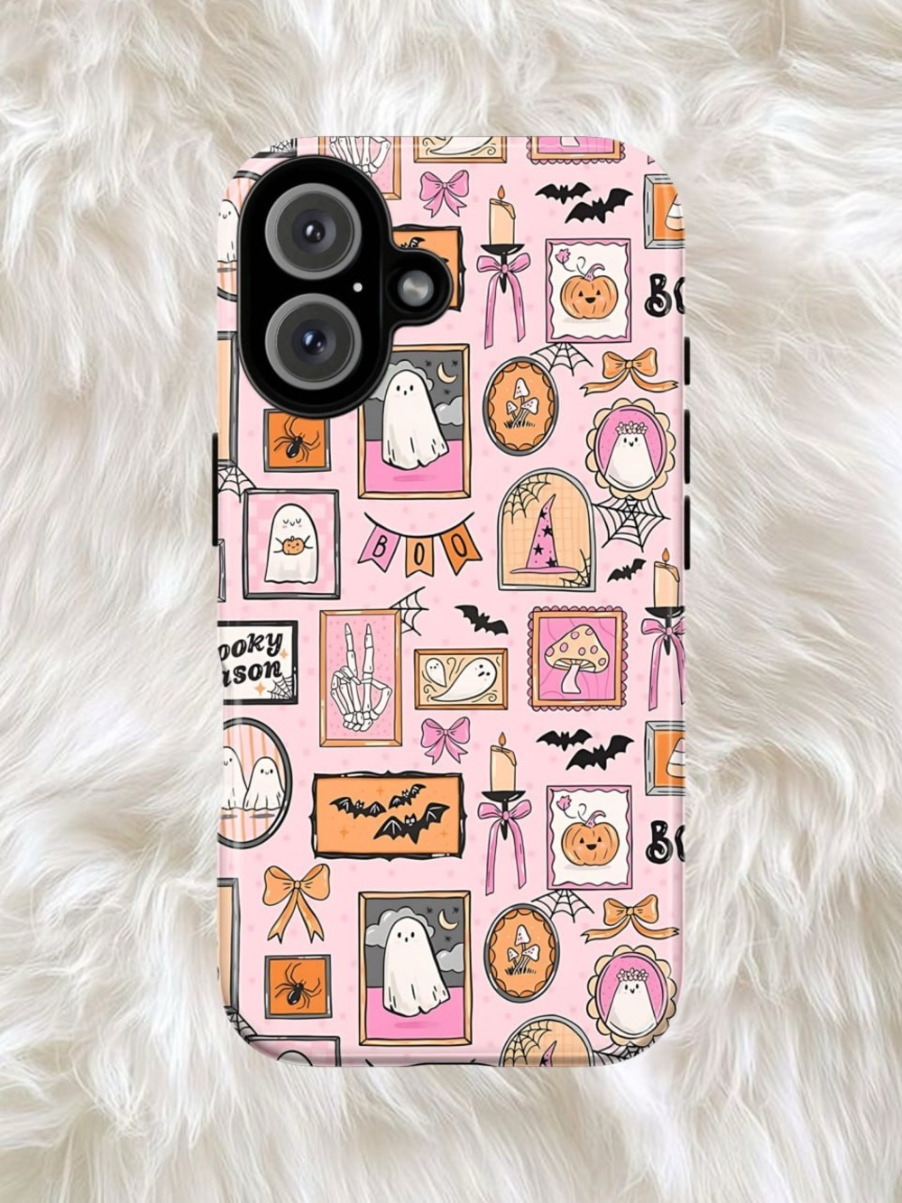 Pink Halloween Pattern Phone Case - Cute Spooky Design
